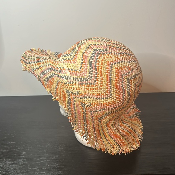 Echo NY Multicolour Paper Straw Brim Sun Hat Boho Chic Vacation Beach Hat NWT - Picture 4 of 12